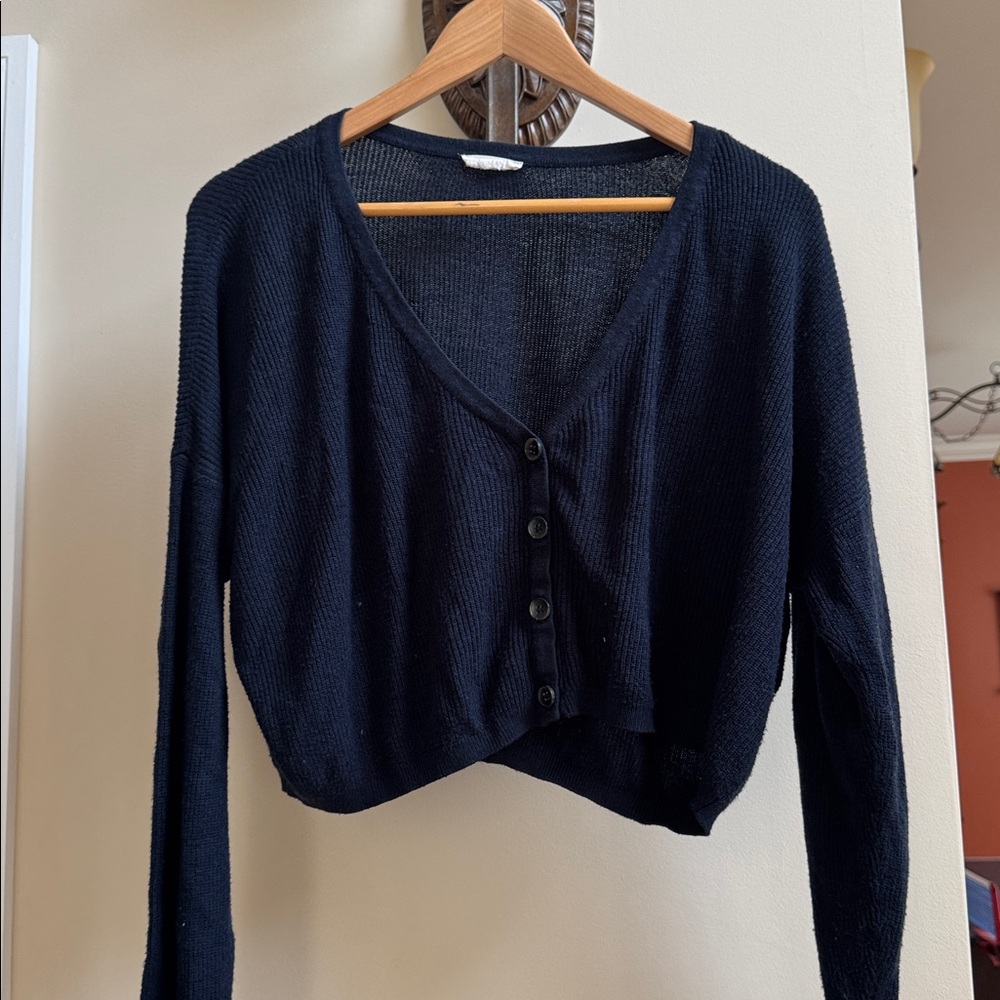 Garage Navy Button-Up Cardigan